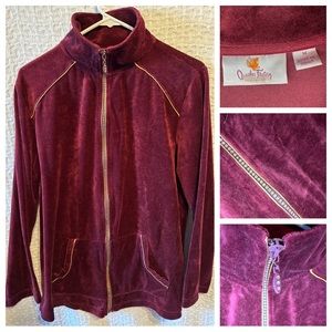 Quacker Factory zip front jacket with trim